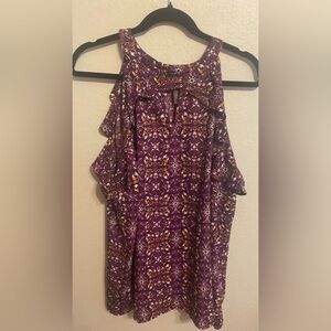 Ashley Stewart 22/24 Cold Shoulder Plum Blouse